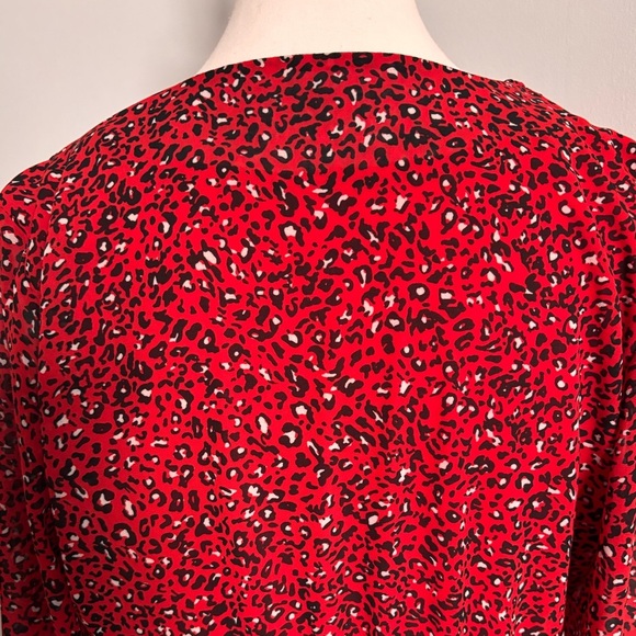 Only Red and Black Wrap Sundress with Sheer Bishop Sleeves - Picture 7 of 10